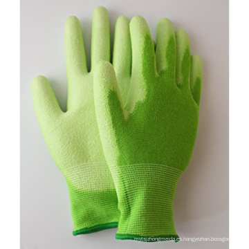 13G Durable PU Palm recubierto de fibra de bambú guantes jardinero